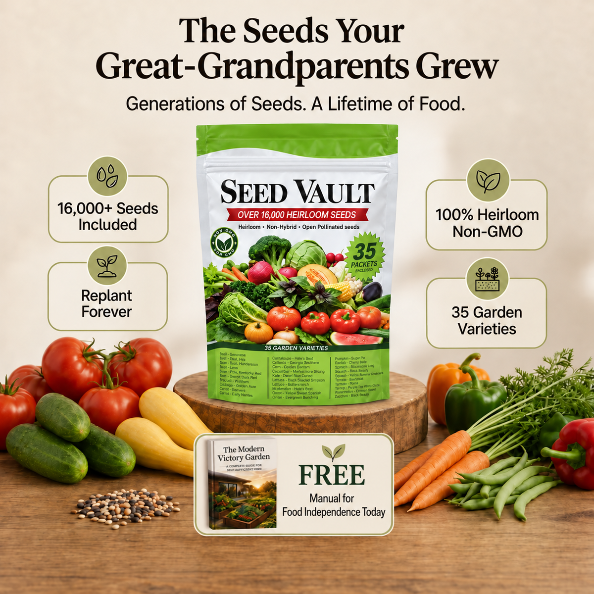 Seed Vault Heirloom Seeds (35 Pack)